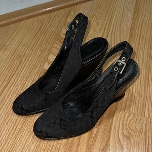 Coach Elegant Black Wedge Slingbacks